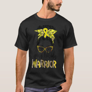 Camiseta Spina Bifida Warrior Messy Bun Yellow Ribbon Leopa