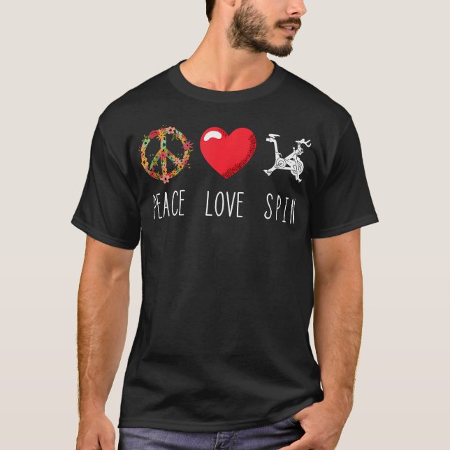 Camiseta Spinning Class Workout Spin Love Peace Cycling Fit (Anverso)
