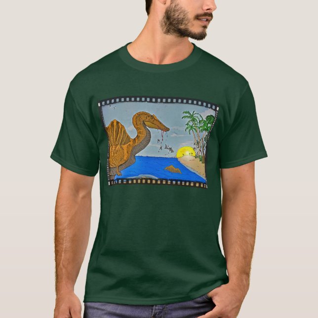 Camiseta Spinosaurus Ocean Forest Green Men's Shirt Dino (Anverso)