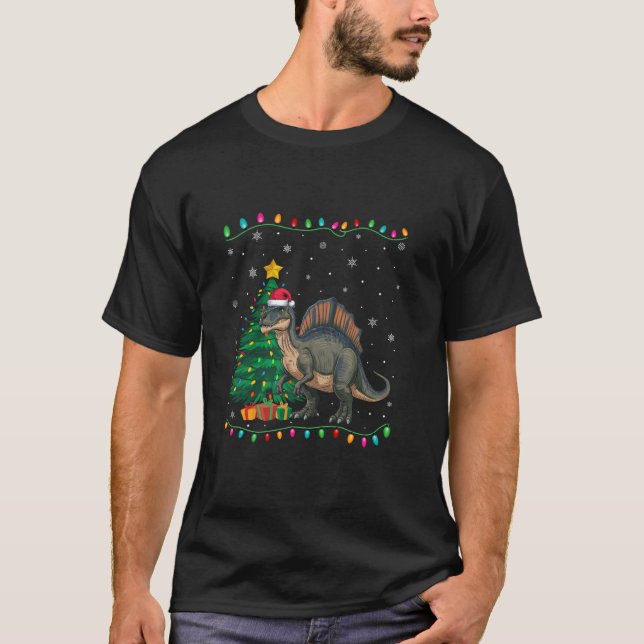 Camiseta Spinosaurus Santa Hat Hombres Mujeres Navidades Tr (Anverso)