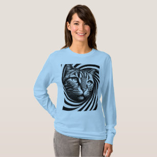 Camiseta Spiral Cat Face T-Shirt – Hypnotic Optical Illusio