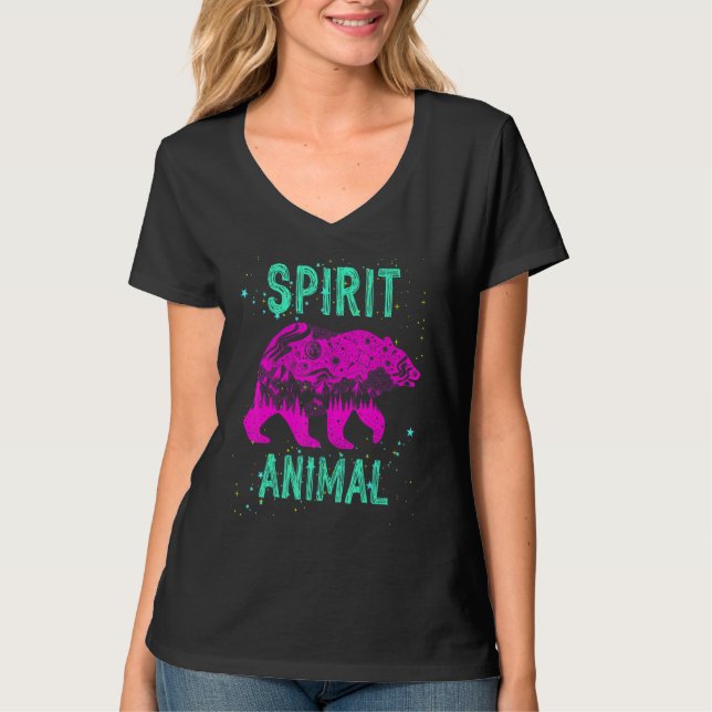 Camiseta Spirit Animal Bear Lover Comfort Cute Pink Animals (Anverso)