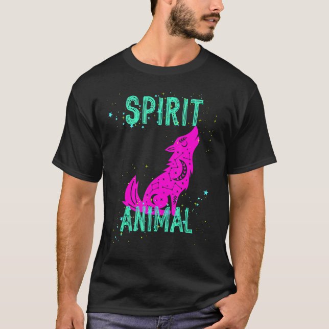 Camiseta Spirit Animal Celestial Wolf Animals Comfort Cute  (Anverso)