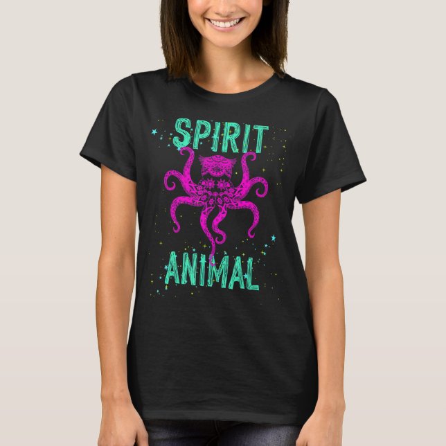 Camiseta Spirit Animal Octopus Pink Animals Comfort Cute Co (Anverso)