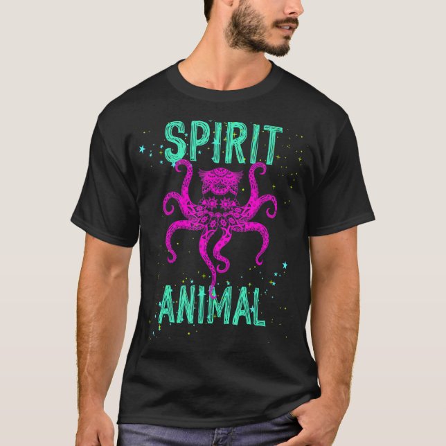 Camiseta Spirit Animal Octopus Pink Animals Comfort Cute Co (Anverso)
