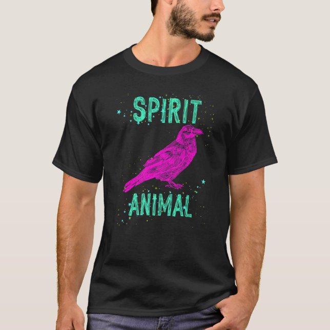 Camiseta Spirit Animal Raven Lover Pink Animals Comfort Cut (Anverso)