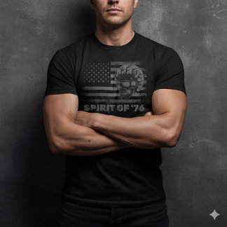 Camiseta Spirit of 76 American Flag Biker Skull T-Shirt