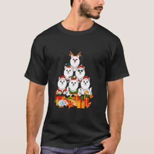 Camiseta Spitz japonés Merry Christmas Tree iluminó al perr