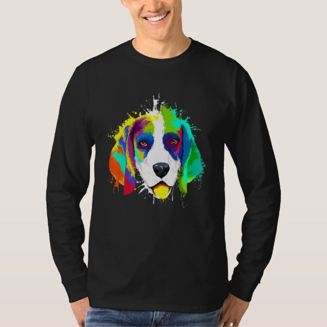 Camiseta Splash Art Colorful Beagle Dog (Anverso)