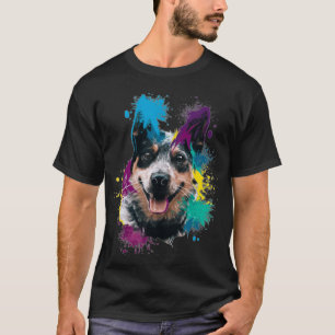Camiseta Splash Art Colorous Blue Heeler Cute Perro Lover