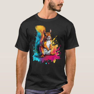 Camiseta Splash Art Forest Animal Lover Colorful Squirrel