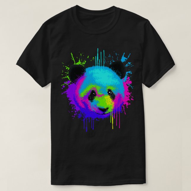 Camiseta Splash Art Panda Gift Animal Panda Bear Amantes  (Diseño del anverso)