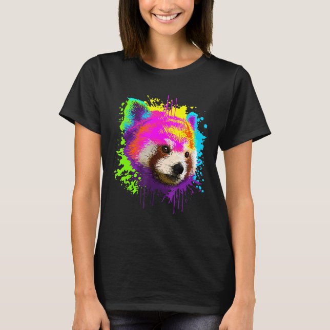 Camiseta Splash Art Red Panda Animal Red Panda Bear (Anverso)
