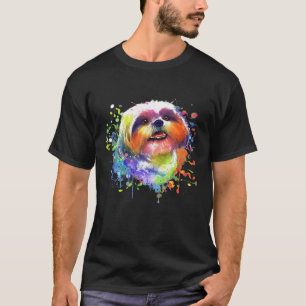 Camiseta Splash Art Shih Tzu Hombres Perro femenino