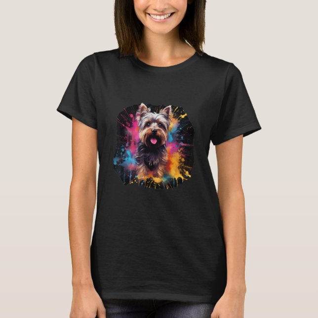 Camiseta Splash Art Yorkshire Terrier - Yorkshire Terrier S (Anverso)