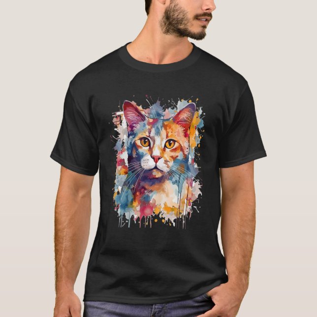 Camiseta Splash Artwork Cat Splash Animal Face Cat Kitty Lo (Anverso)