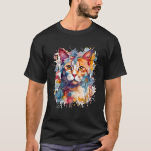 Camiseta Splash Artwork Cat Splash Animal Face Cat Kitty Lo