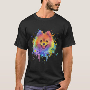 Camiseta Splash colorido Retrato Pomeraniano Pom Puppy Owne