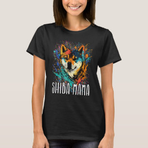 Camiseta Splash colorido Shiba Inu Mama Retrato Puppy