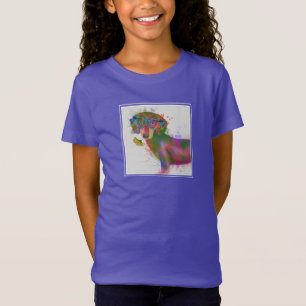 Camiseta Splash de arcoiris Dachshund y Glass