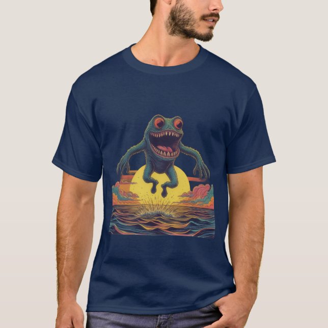 Camiseta Splash de monstruo del mar del atardecer (Anverso)