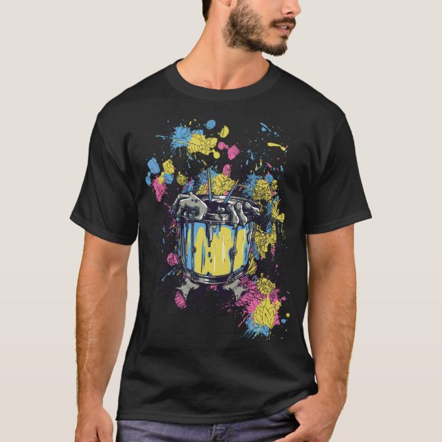 Camiseta Splash Drummer - Farbexplosion auf der Snare (Anverso)