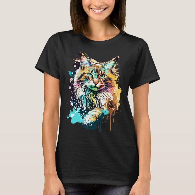 Camiseta Splash Maine Coon Cat  1 (Anverso)