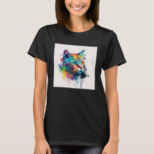 Camiseta Splash Maine Kun Cat Paint Splatter Colorous Women