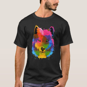 Camiseta Splash Wolf Watercolor Vida Silvestre Cañón de per