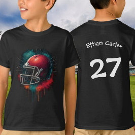 Camiseta Splashy Red and Green American Football Helmet