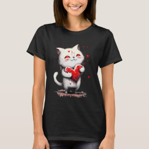 Camiseta Splatter Paint Cat Abrazando una almohada con form