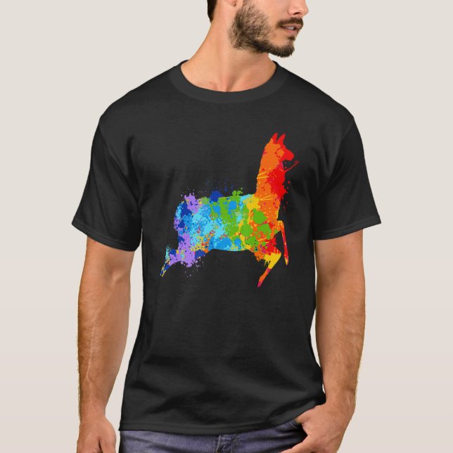Camiseta Splattering Paint Llama Drip Painting Llama (Anverso)