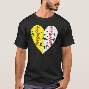 Camiseta Split Half Baseball Softball Heart Love Outdoor Sp