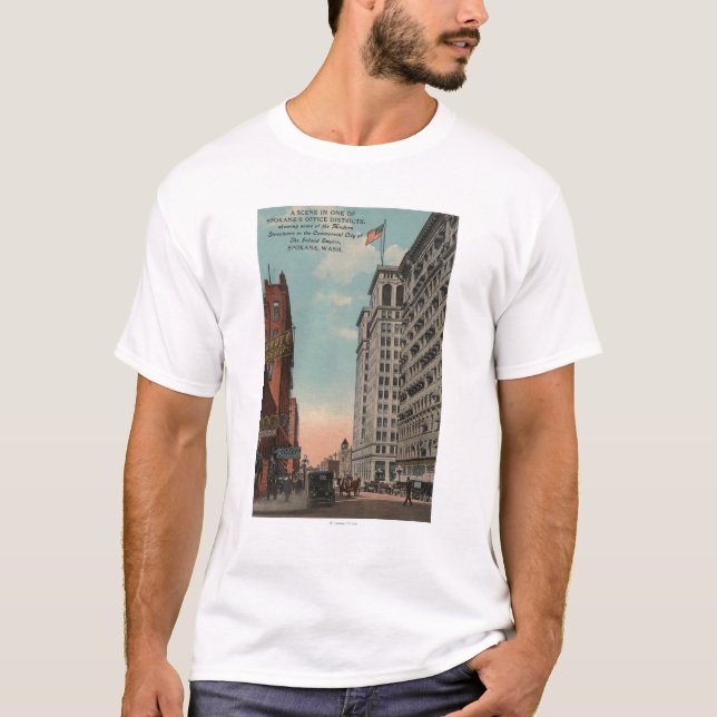 Camiseta Spokane, WA - visión céntrica con Horsecarts (Anverso)