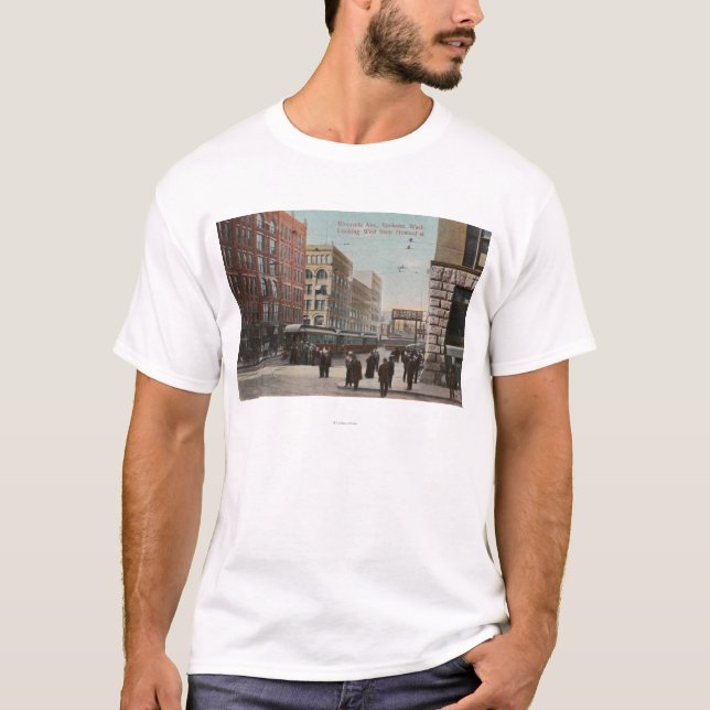 Camiseta Spokane, WA - vista de la avenida de la orilla. Y (Anverso)
