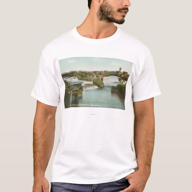 Camiseta Spokane, WA - vista de las caídas y del río del (Anverso)