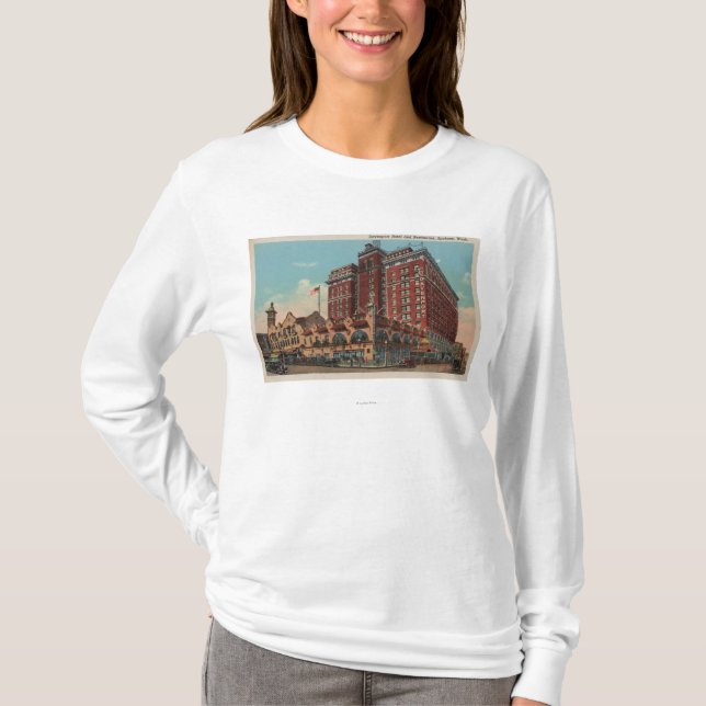Camiseta Spokane, WA - vista del hotel #1 de Davenport (Anverso)