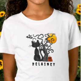 Camiseta Spookone Cute Halloween Black Cat Bat Name