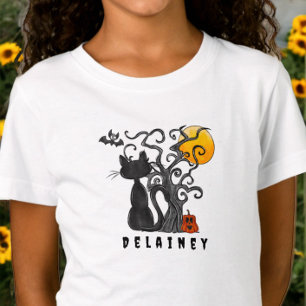 Camiseta Spookone Cute Halloween Black Cat Bat Name