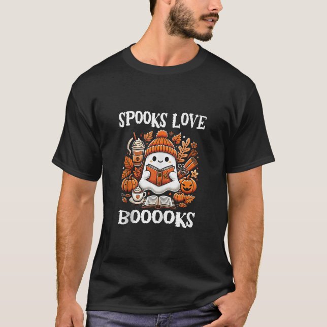 Camiseta Spooks Love Booooooks Cuestan Fantasma Leer libros (Anverso)