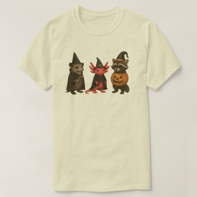 Camiseta Spooky Axolotl Raccoon Possum | Creeptob de Hallow (Diseño del anverso)