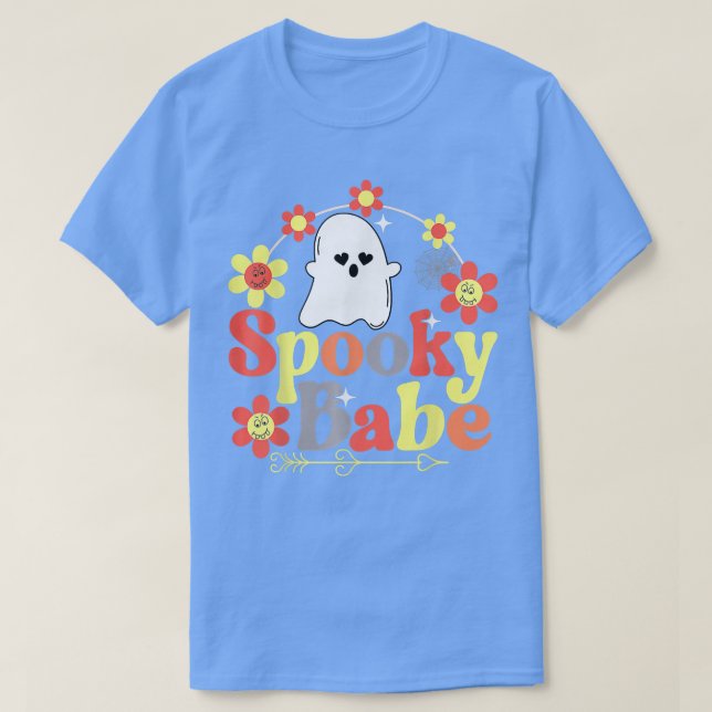 Camiseta Spooky Babe Halloween Happy Face Groovy Retro 476 (Diseño del anverso)