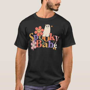 Camiseta Spooky Babe Hippie Halloween Groovy Vibes Ghost Co