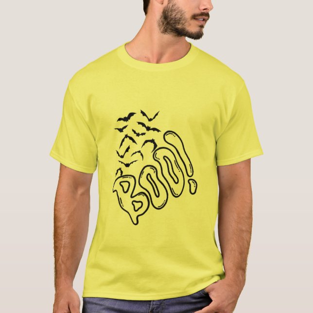 Camiseta Spooky Bats and Boo Halloween Design (Anverso)