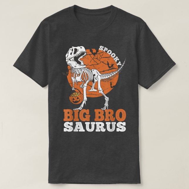 Camiseta Spooky Big Bro Saurus Dinosaur Skeleton T rex Pump (Diseño del anverso)