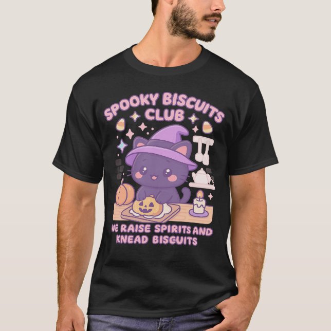 Camiseta Spooky Biscuits Club Cat Halloween Funny Baking  (Anverso)