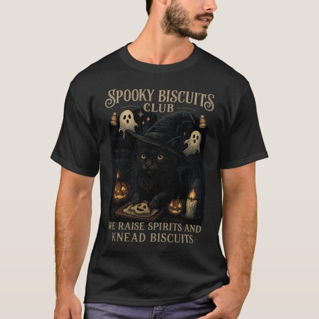 Camiseta Spooky Biscuits Club Cat Halloween Funny Baking  (Anverso)