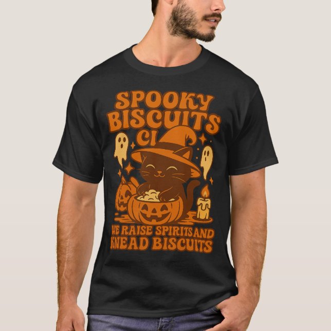 Camiseta Spooky Biscuits Club Cat Halloween Funny Baking  (Anverso)