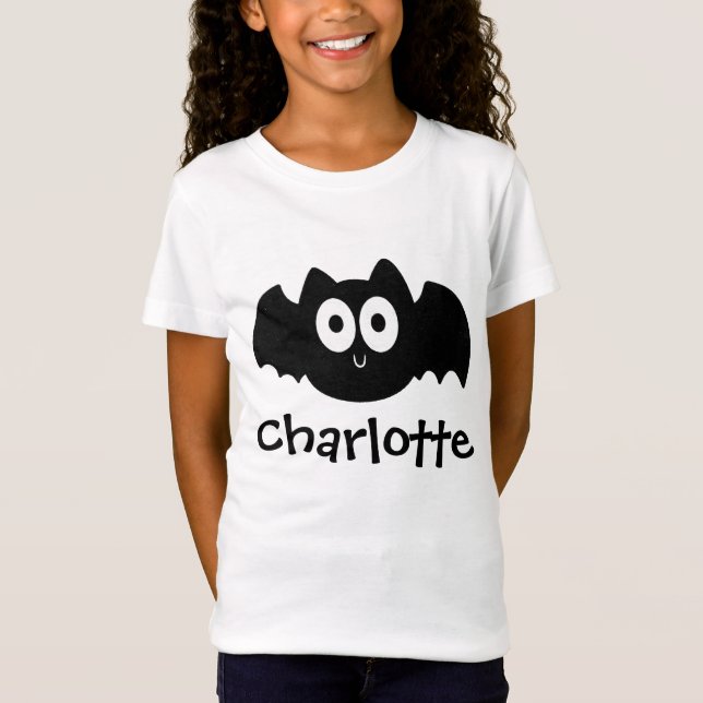 Camiseta Spooky Black Bat Halloween Nombre personalizado (Anverso)