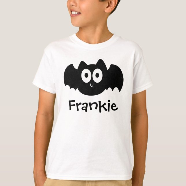 Camiseta Spooky Black Bat Halloween Nombre personalizado (Anverso)